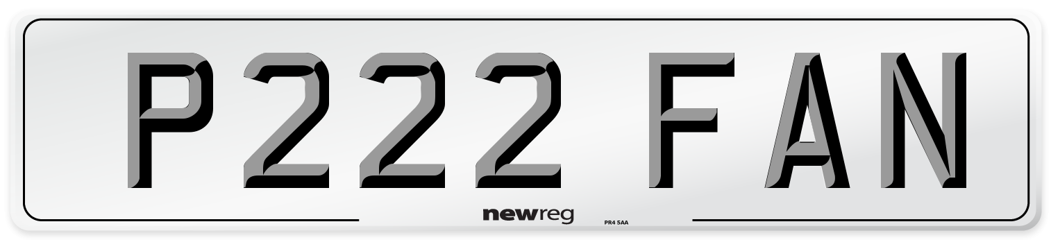 P222 FAN Number Plate from New Reg